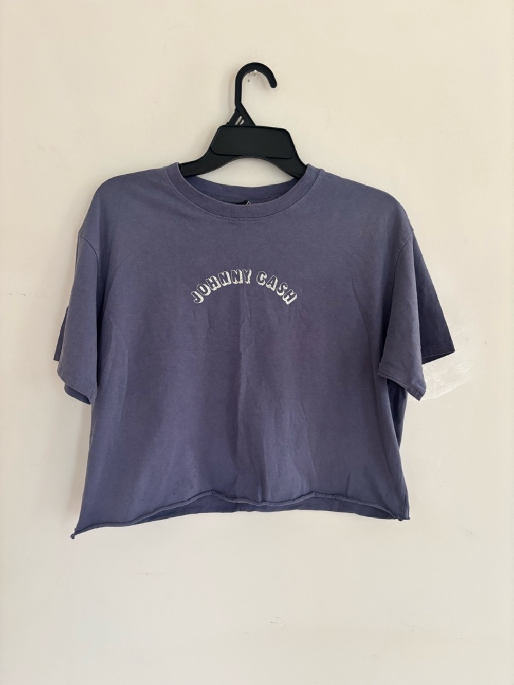 H&M Cropped Tee in Washed Lavender with Johnny Cash Print Small